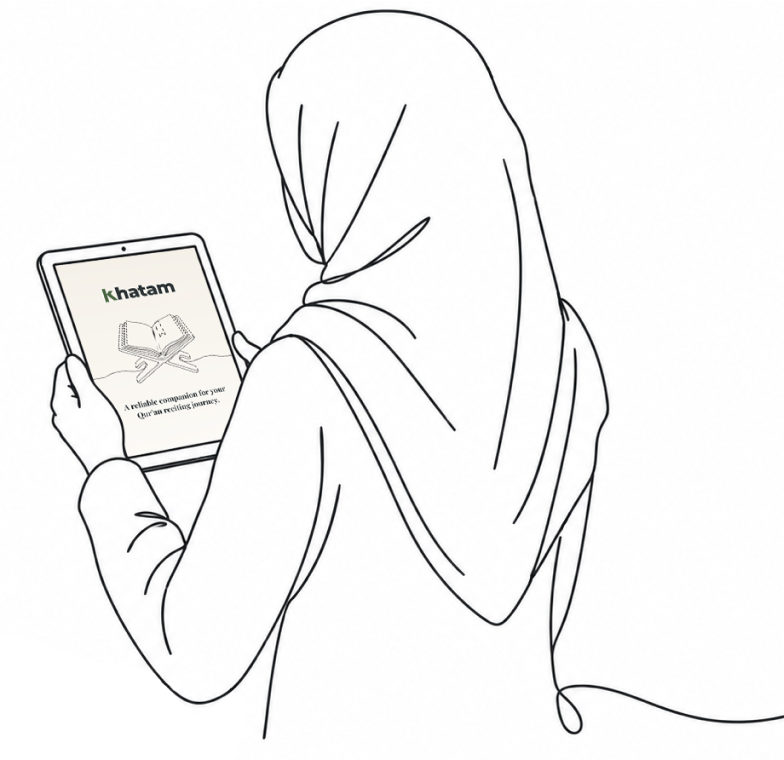A woman using the Khatam app on her phone