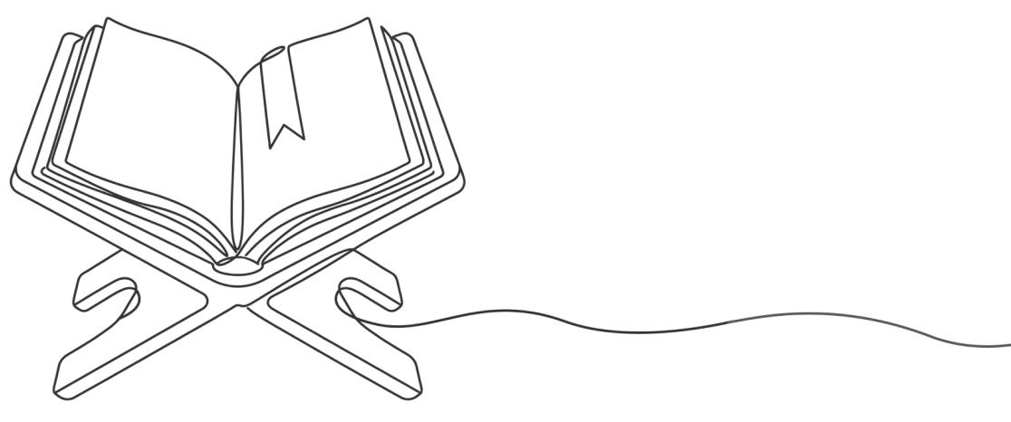 An open Qur’an with elegant line art